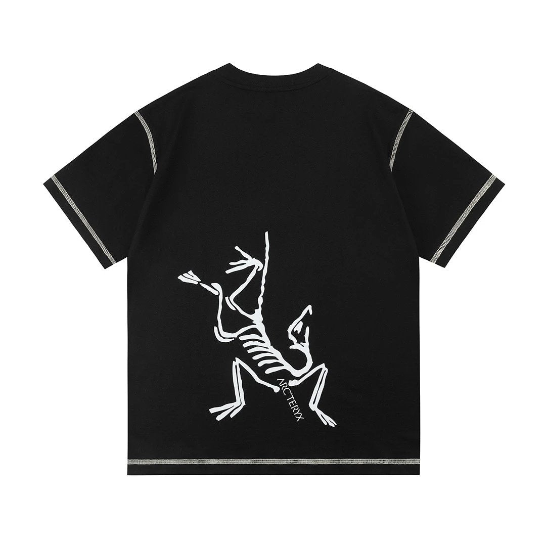 Arc'teryx T-shirt Bird Pattern Print on Back logo round Neck Short Sleeve25ss New pure cotton T Unisex T-Shirt OS Loose Fit Base Shirt Top Half Sleeve T-Shirt