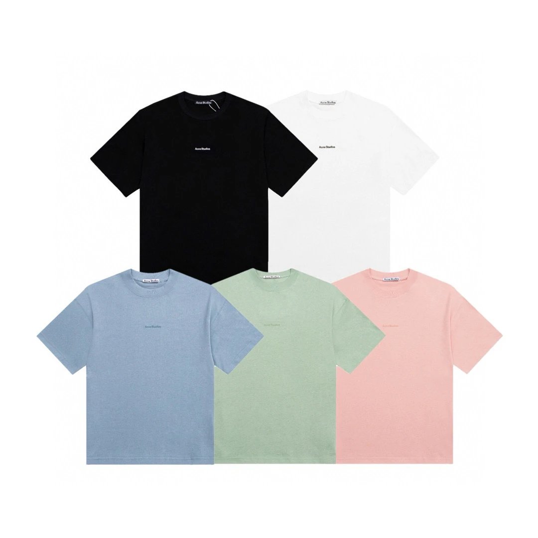 ‌Acne Studios T-shirt Top Version Counter Same Style Cotton Short Sleeve T T-shirt Men's and Women's Loose Bottoming Shirt2024New Summer