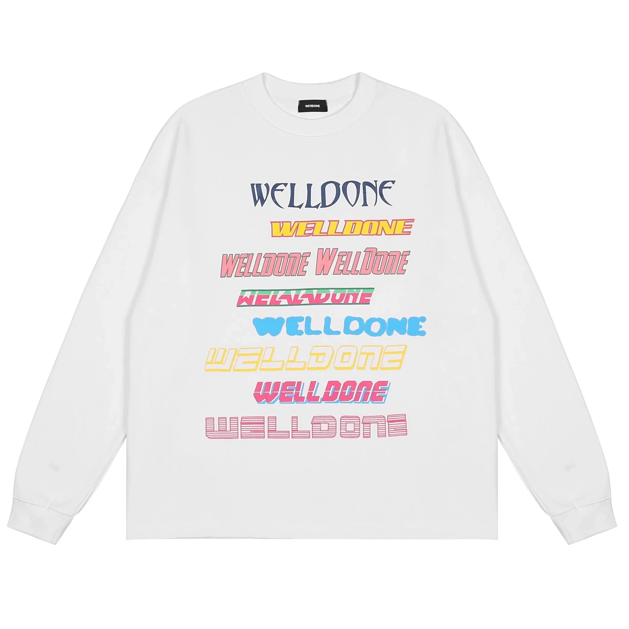 We11done Hoodie Top Version Zhao Lusi Yang Mi Long Sleeve T T-shirt Color Graffiti Letters Gradient Spring and Autumn