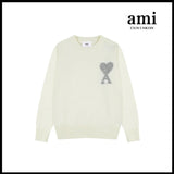 Ami Sweater Knitwear Classic round Neck Big Heart Jacquard Pullover Sweater Loose and Idle Sense Casual Couple Outfit-CY