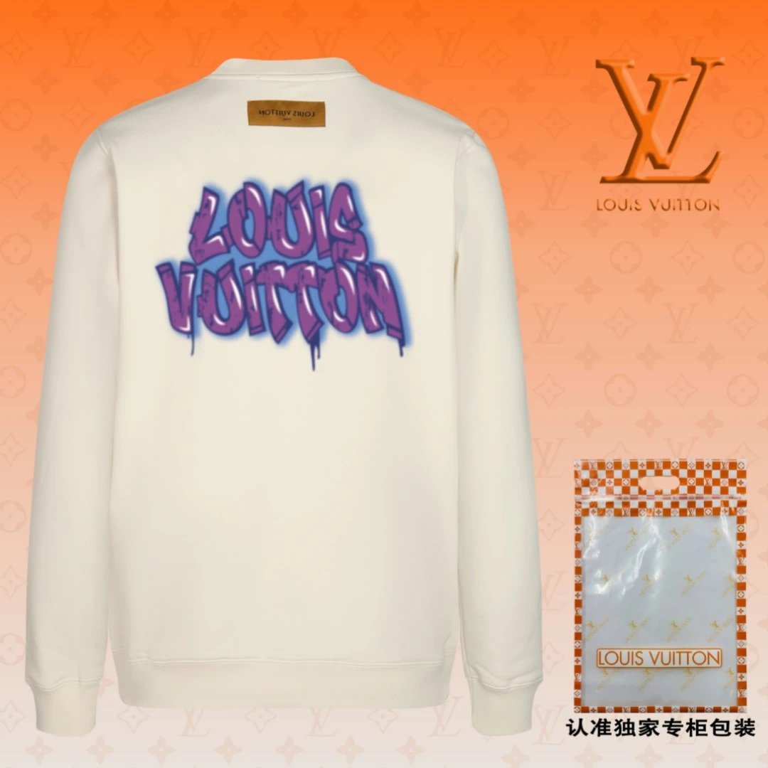 Louis Vuitton LV Hoodie Large back logo Runway Style Crewneck Sweatshirt Long Sleeve Base Shirt Jacket Top Fashion Unisex Versatile Autumn Winter New Sports Casual OS Loose fit