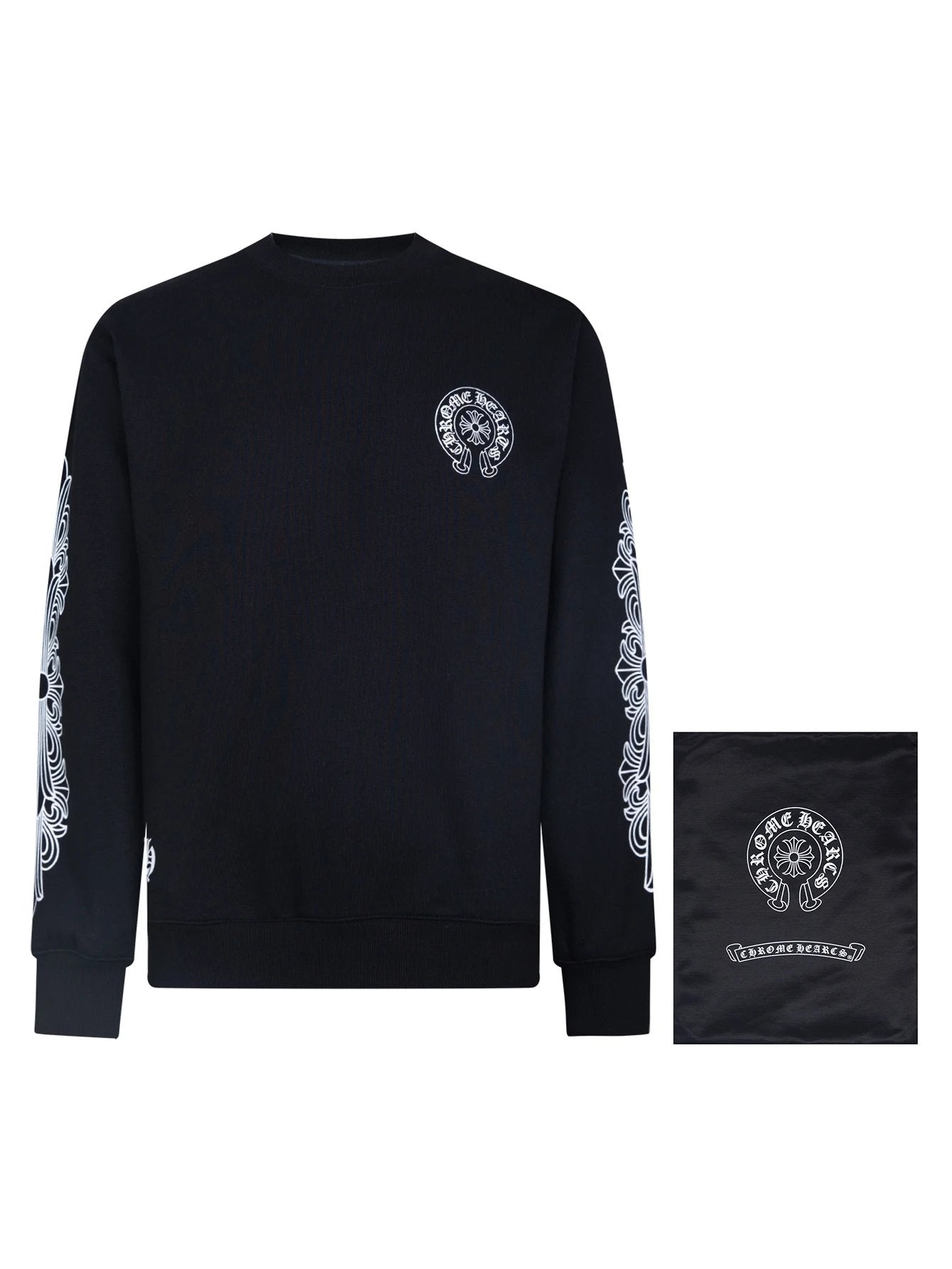 Chrome Hearts Hoodie Heavy Embroidered Horse Hoof Sanskrit Scroll Print Crewneck Sweatshirt Casual Loose Fit Pure Cotton Pullover Sportswear Top os Unisex Style24ss Autumn and Winter New Products