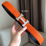 Hermes Belt Top version Men's Belt Width3.8cm Mesh H Steel Buckle Selected Double-Sided Calf Leather Double-Sided Available H Home Belt