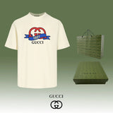 Gucci T-shirt Double-breasted G Alphanumeric1921Printing logo round Neck Short Sleeve25ss New pure cotton T Unisex T-Shirt OS Drop Shoulder Loose Fit Base Shirt Top T-Shirt Short Sleeve