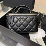 Chanel Women's Bag Top version 【Original Leather Upgraded Version】Home New24P New Color Box Bag Series Original Sheepskin Bag Lipstick Pack Cosmetic Bag Small Box Bag Box Bag Intrazone Mirror Bag Style New Women Bag Handle Box Bag Leisure Bag Shoulder Bag