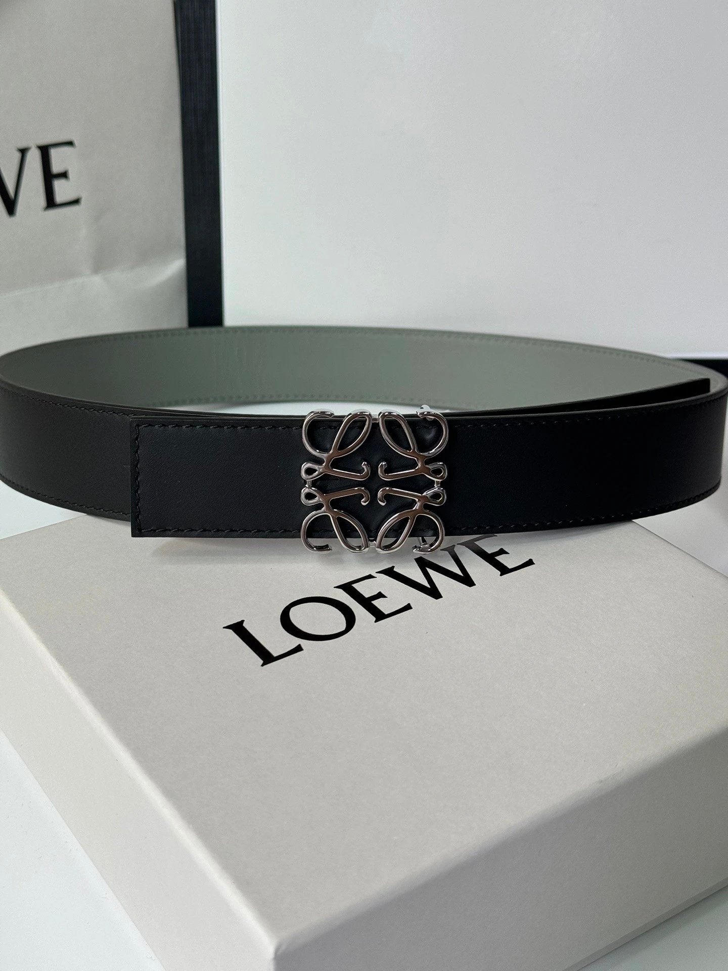 LOEWE Belt Top version Belt Genuine Cattlehide Leather Surface Original Single Original Single Double-Sided First Layer Original Cowhide3.5Men's Leather Belt Man's Belt Men's Belt Business Casual Pants Belt Men's Business Casual Belt Belt Men's High-End B