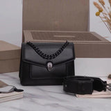 BVLGARI Bag Top version 【Original Quality】2021New Women's Bag Limited Edition Snake Head Buckle Red Enamel Snake Eye Women's Shoulder Bag/Crossbody Handbag Bag Decorated with a Snake's Head Naza Same Product Detachable Shoulder Strap