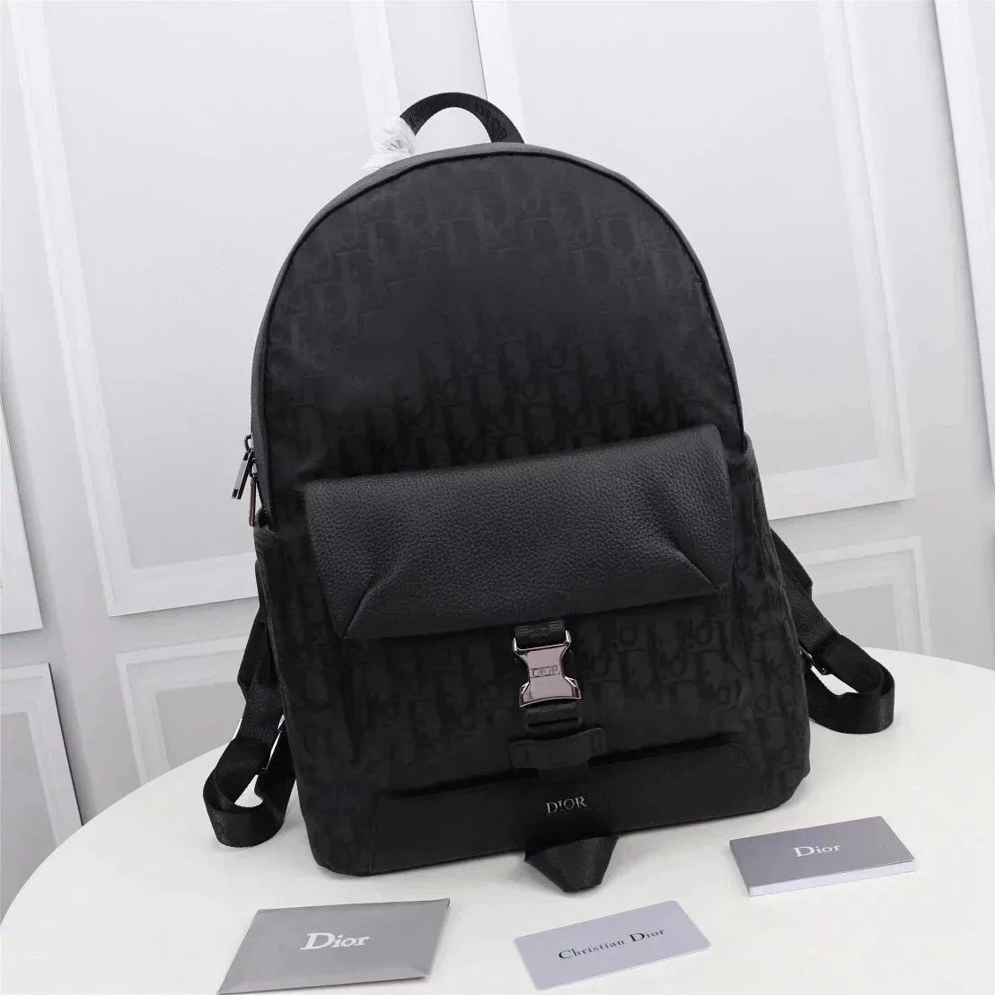 Dior Travel Bag Top version Presbyopic Printed Backpack School Handbag Men's and Women's Same Style Backpack Dijia Backpack