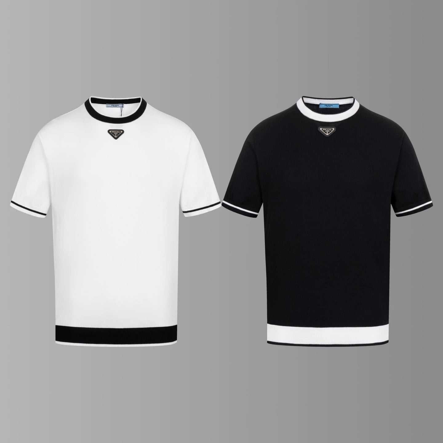 PRADA T-shirt Chest Triangle Mark logo round Neck Short Sleeve25ss New Pure Cotton Unisex Style T T-shirt OS Loose Fit Base Shirt Half Sleeve T-Shirt Top Half Sleeve
