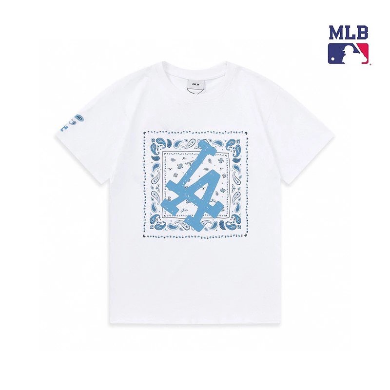 MLB T-shirt Top Version&Men and Women T T-shirt Retro Presbyopic Full Printed Short Sleeve Couple Sports Loose Casual Embroidery Half Sleeve T-shirt Fashion