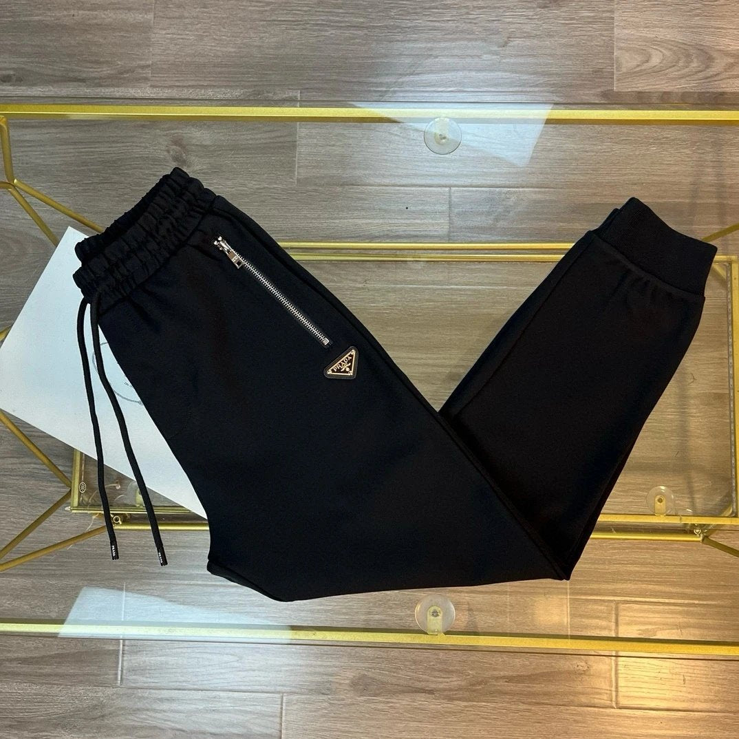 PRADA Sweatpants New Cotton Drawstring Men's Nylon Pocket Patch Classic Triangle Logo Sports Casual Pants