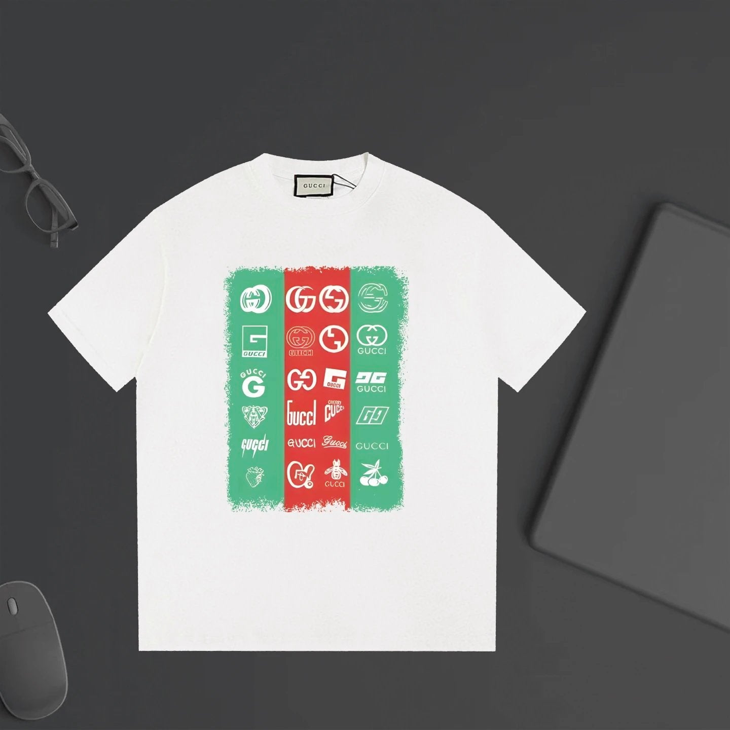 Gucci T-shirt Chest Letter Symbol Print logo round Neck Short Sleeve25ss New pure cotton T Unisex T-Shirt OS Loose Fit Base Shirt Top Half Sleeve T-Shirt