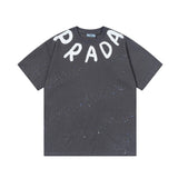 PRADA T-shirt Front Hand-Painted Letter Starry Sky Print logo round Neck Short Sleeve25ss New Pure Cotton Unisex Style T Casual T-Shirt Base Layer Shirt OS Loose Fit Half Sleeve Top Plus Size