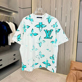 Louis Vuitton LV T-shirt Full-body Colorful Embroidery Craft logo round Neck Short Sleeve25ss New pure cotton T Unisex T-Shirt OS Drop Shoulder Loose Fit Base Shirt Top T-Shirt Short Sleeve