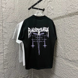Balenciaga T-shirt Front Embroidered Personalized Letters logo Round Neck Short Sleeve Pure Cotton with Back Print T T-shirt ins Unisex Simple Summer New Casual Base Shirt T-Shirt