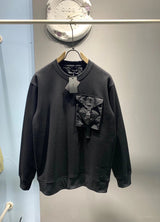 PRADA Hoodie Pocket with Leatherette logo Round Neck Sweatshirt Long Sleeve Base Shirt Jacket Top Fashion Unisex Sports Casual Loose Fit Versatile Autumn Winter New Arrival