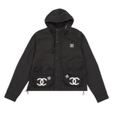 Chanel Jackets Embroidered Slogan Retro Zipper Hooded Windbreaker Jacket Unisex Autumn Winter New Sports Casual Loose Versatile
