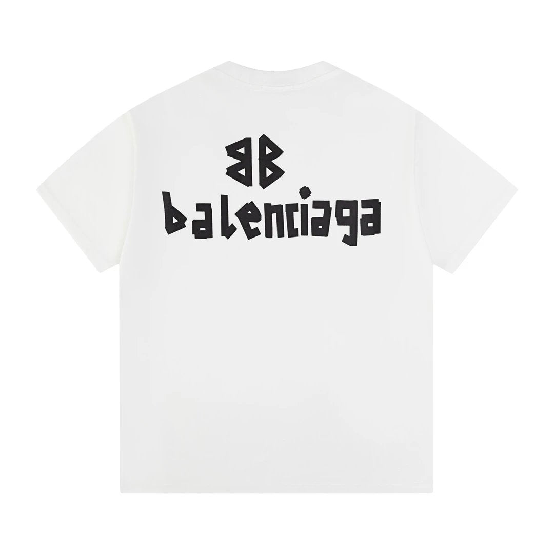 Balenciaga T-shirt Front and Back Tape Letter Print logo round Neck Short Sleeve25ss New pure cotton T Unisex T-Shirt OS Loose Fit Base Shirt Top Half Sleeve T-Shirt
