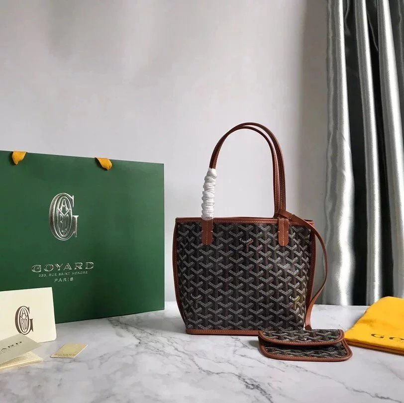 Goyard Bag Top version 【Original Leather Hardware】Gojia Classic mini Double-Sided Shopping Bag Tote Bag Vegetable Basket Vegetable Basket Bags mini Tote Bag Handbag Small Tote Bag Women's Bag