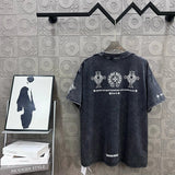 Chrome Hearts T-shirt Front and back Sanskrit letter print logo round Neck Short Sleeve25ss New pure cotton T Unisex T-Shirt OS Drop Shoulder Loose Fit Base Shirt Top T-Shirt Short Sleeve