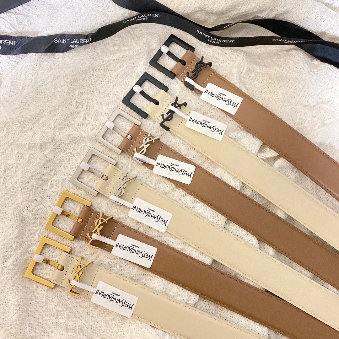 YSL Belt Top version Belt Waist Belt Women's Belt SainLaure Men's and Women's Universal Belt Belt Printing Clear Leather Soft Imported Calfskin Pure Copper Hardware Buckle，Each Needle and Thread Are Very Tight, Fashionable, All-Matching and Elegant，Qualit