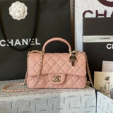 Chanel Women's Bag Top version 【Original Leather with the Highest Quality Version】Small24K Patent Leather Handle Box Bag Cosmetic Bag AS2431Handle CF Bag Doll24KCFminihandle Handle Bag Sheepskin Women's Bag24P Woolen Sequins Flap Bag Mobile Phone Bag Port