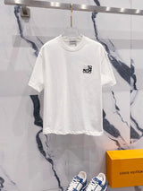 LOEWE T-shirt Simple Color Block Embroidery Small Icon Letters LOGO Logo Crew Neck Short Sleeve25ss New Pure Cotton Unisex Style T T-shirt OS Loose Fit Base Shirt Casual Short Sleeve Top T-Shirt