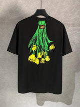 LOEWE T-shirt Back Tulip Pattern Print logo round Neck Short Sleeve25ss New Pure Cotton Unisex Style T T-shirt OS Loose Fit Base Shirt Half Sleeve T-Shirt Top Half Sleeve
