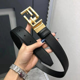 FENDI Belt Top version New Little Monster Belt Men's Genuine Leather Men's and Women's Waist Rotating Buckle Double-Sided Available Belt3.5cm