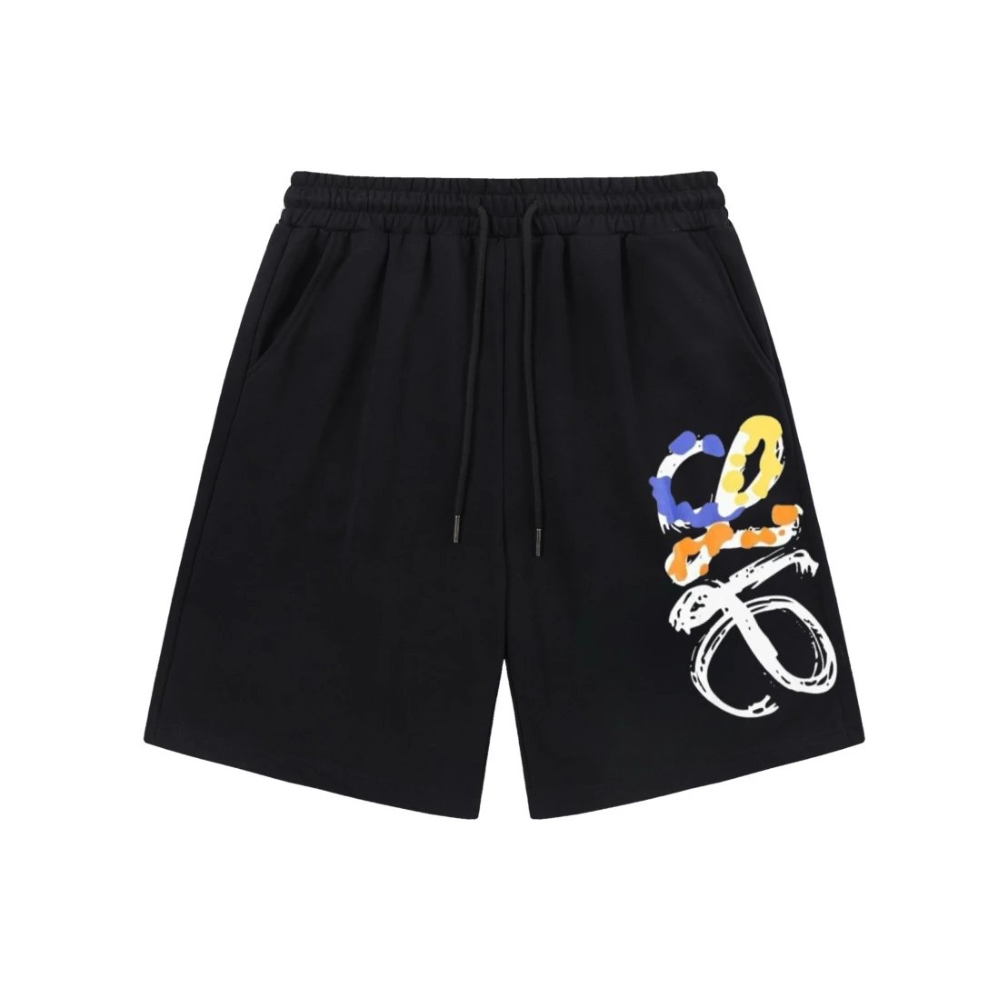 LOEWE Shorts Front and back Hand-drawn Graffiti Print logo Five-point Shorts25ss New Drawstring Casual Summer Pants5Two-in-One Casual Sweatpants for Men and Women, Pure Cotton Joggers