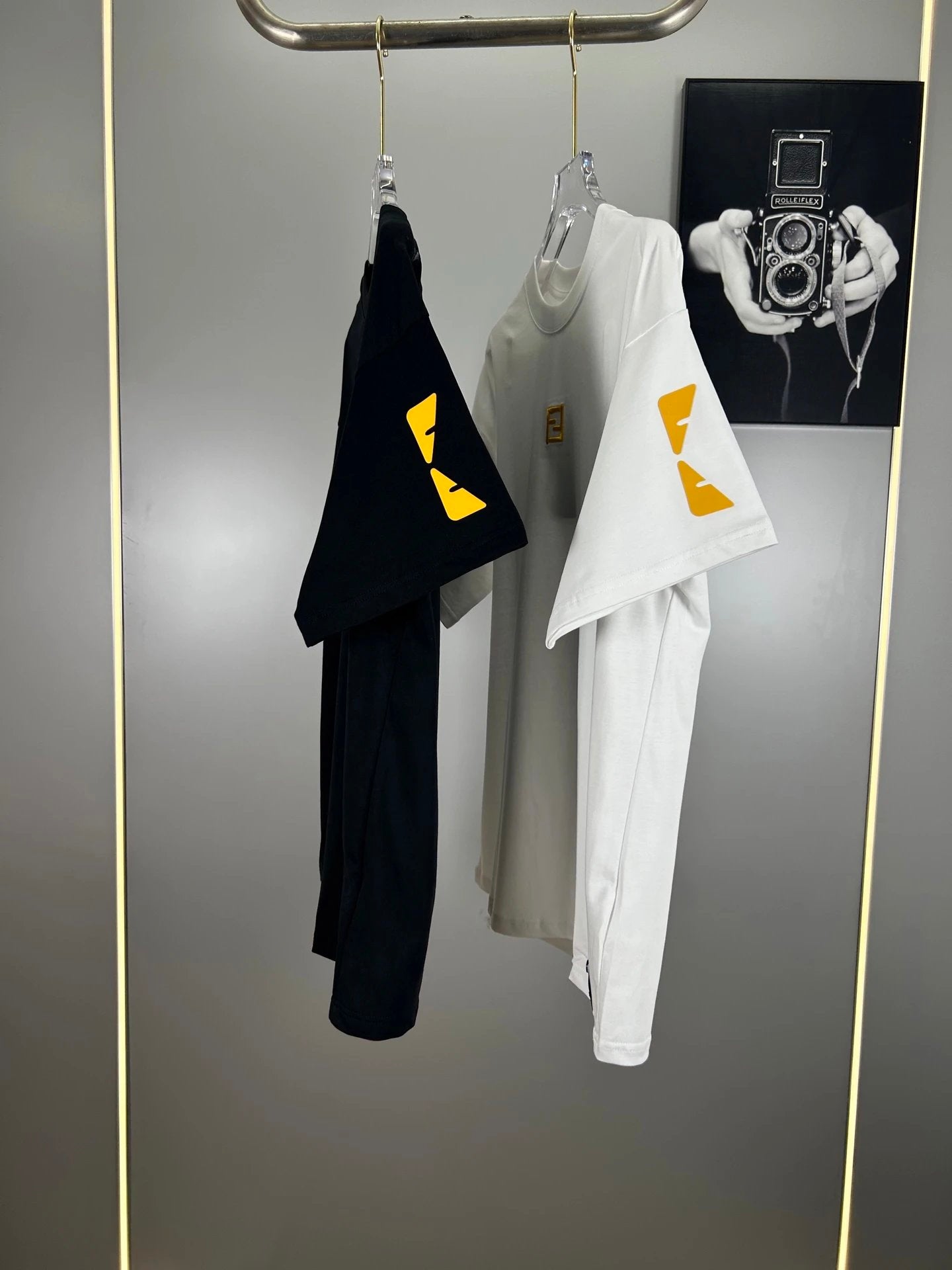 FENDI T-shirt Double-breasted F Letter Embroidery logo round Neck Short Sleeve25ss New Pure Cotton Unisex Style T T-shirt OS Loose Fit Base Shirt Half Sleeve T-Shirt Top Half Sleeve