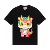 Gucci T-shirt Cute Kirin Print on the Chest logo round Neck Short Sleeve25ss New Pure Cotton Unisex Style T T-shirt OS Loose Fit Base Shirt Top Half Sleeve T-Shirt
