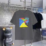 PRADA T-shirt Chest Patchwork Pattern Print logo round Neck Short Sleeve25ss New Pure Cotton Unisex Style T T-shirt OS Loose Fit Base Shirt Half Sleeve T-Shirt Top Half Sleeve