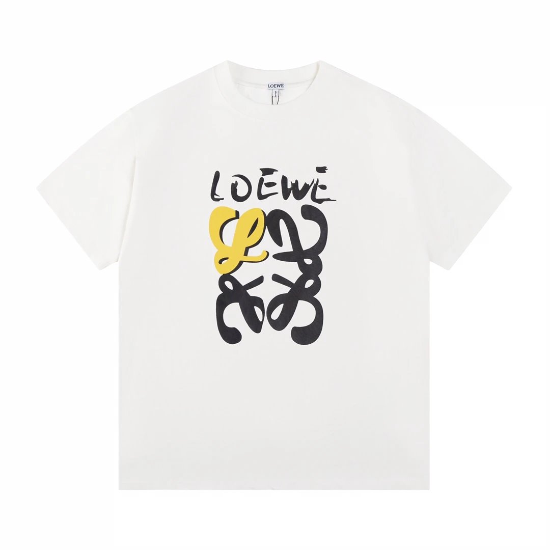 LOEWE T-shirt Hand-painted Chest Print LOGO round Neck Short Sleeve25ss New pure cotton T Unisex T-Shirt OS Loose Fit Base Shirt Top T-Shirt Short Sleeve