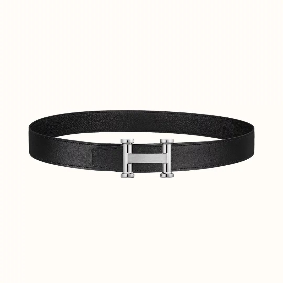 Hermes Belt Top version 【New products in stock】Genuine Leather Belt Business Casual Men and Women H Buckle Belt Double-Sided Available Pant Belt32mm