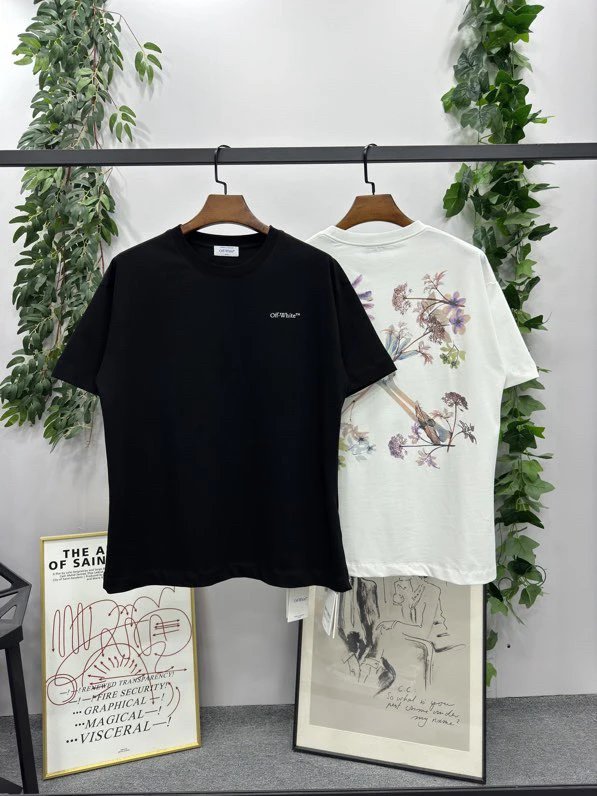 OFF-White T-shirt Top Version Counter Same Style Cotton Short Sleeve T T-shirt Men's and Women's Loose Summer Base Casual Half Sleeve