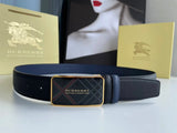 Burberry Belt Top version 【Original Custom】Original New Men's Leather Belt Width3.5cm Double-Sided Imported First Layer Calfskin Full Grain Leather Genuine Goods Quality Original Letter Rotating Buckle Counter Full Set Gift Box Packaging B Home Belt