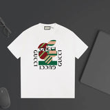 Gucci T-shirt Chest Fruit Pattern Print logo round Neck Short Sleeve25ss New Pure Cotton Unisex Style T Casual T-Shirt Base Layer Shirt OS Loose Fit Half Sleeve Top Plus Size