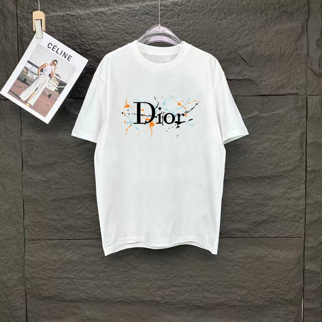 Dior T-shirt Chest Brand Logo Print logo round Neck Short Sleeve25ss New Pure Cotton Unisex Style T T-shirt OS Loose Fit Base Shirt Half Sleeve T-Shirt Top Half Sleeve