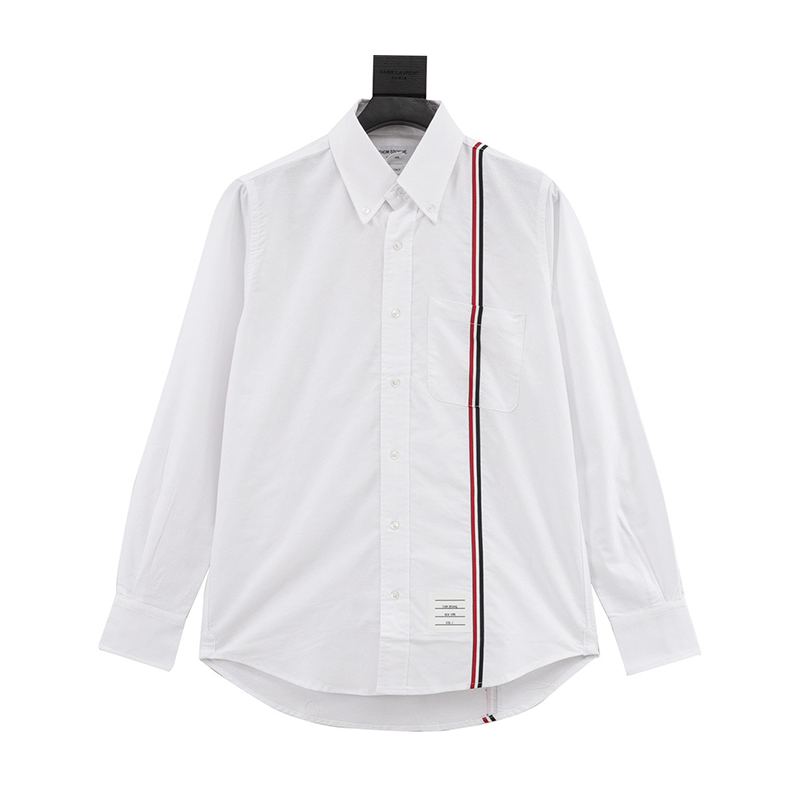 Thom Browne Shirt Oxford Stripe Braid Long-Sleeved Shirt for Men and Women