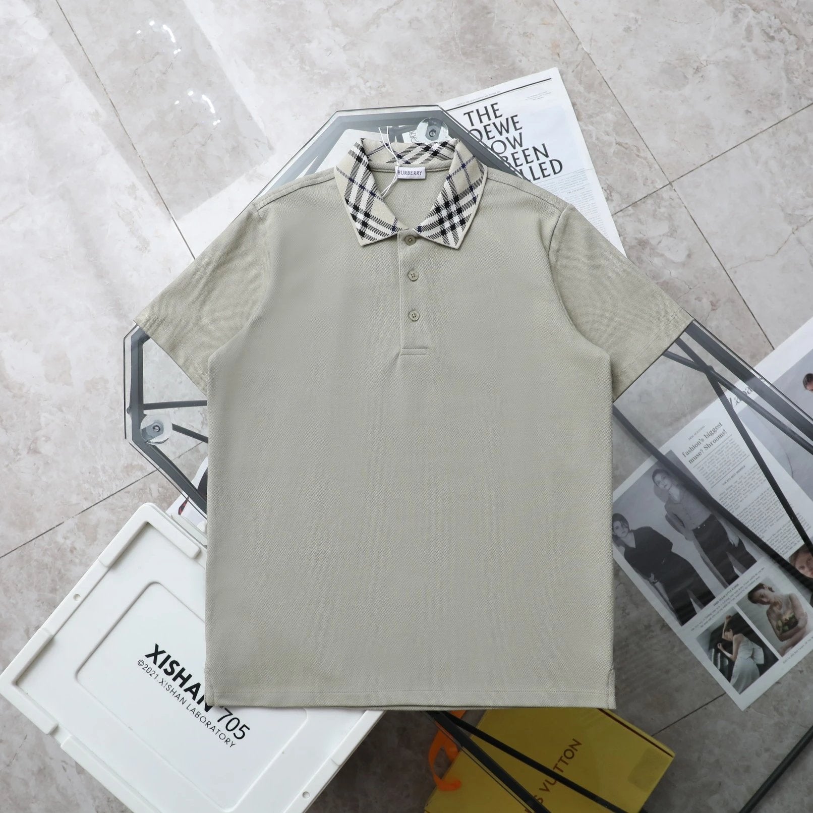 Burberry T-shirt Plaid Collar Pattern logo Embroidery POLO Shirt Lapel Short Sleeve25ss New Unisex Style OS Loose T Summer Half Sleeve Business Shirt Plus Size T-Shirt