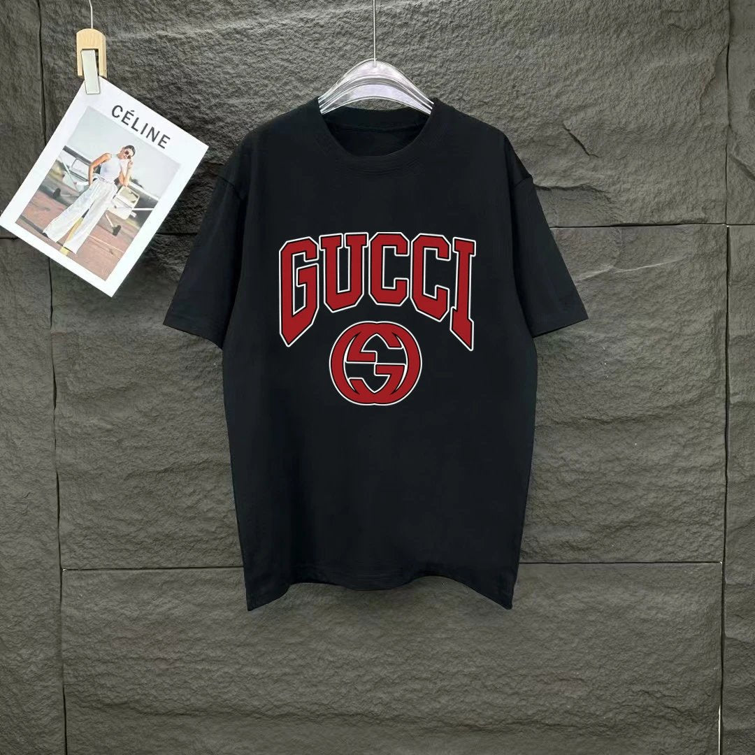 Gucci T-shirt Front Chest Direct Spray Print logo round Neck Short Sleeve25ss New Pure Cotton Unisex Style T T-shirt OS Loose Fit Base Shirt Half Sleeve T-Shirt Top Half Sleeve