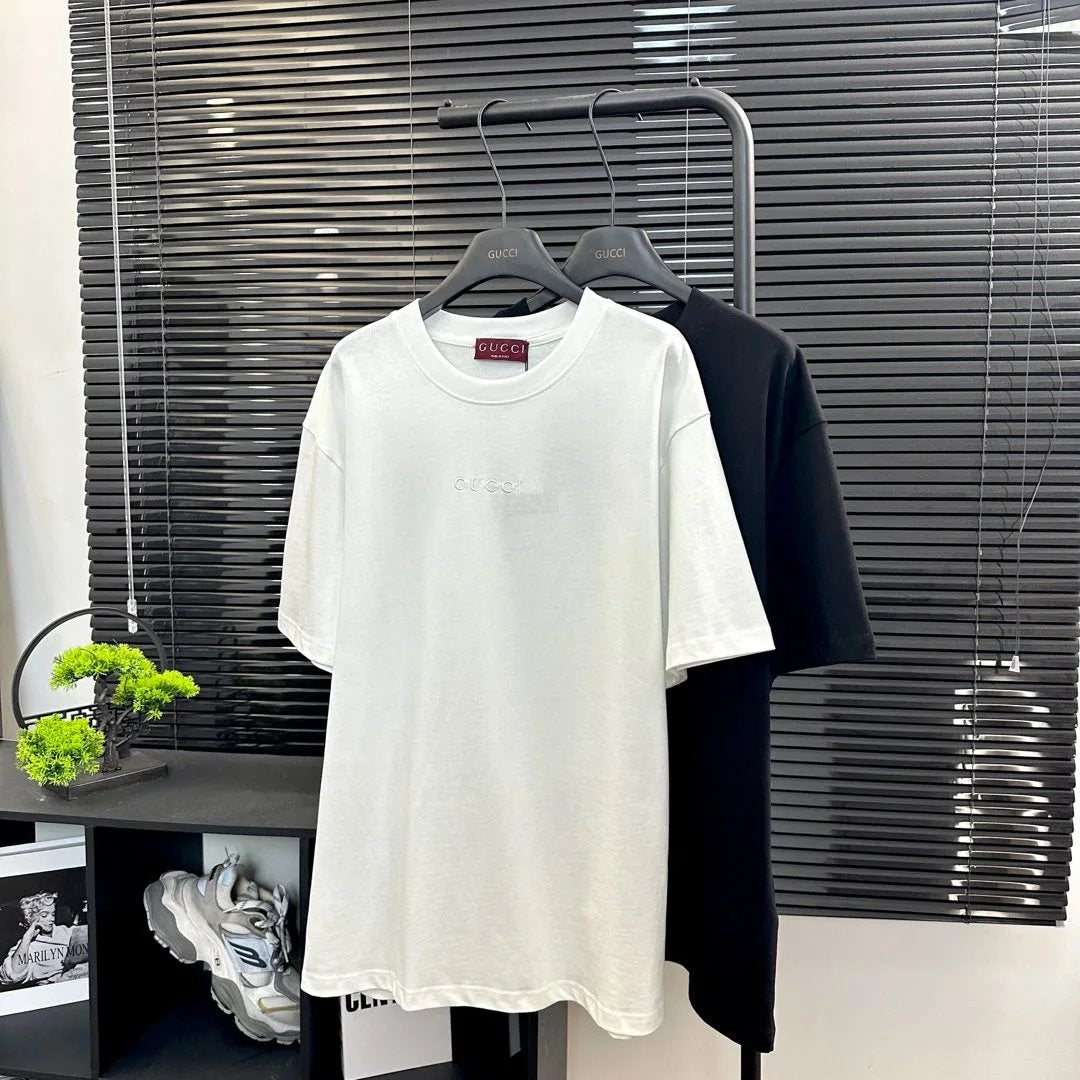 Gucci T-shirt Small Letter Chest Embroidery logo round Neck Short Sleeve25ss New pure cotton T Unisex T-Shirt OS Loose Fit Base Shirt Top Half Sleeve T-Shirt