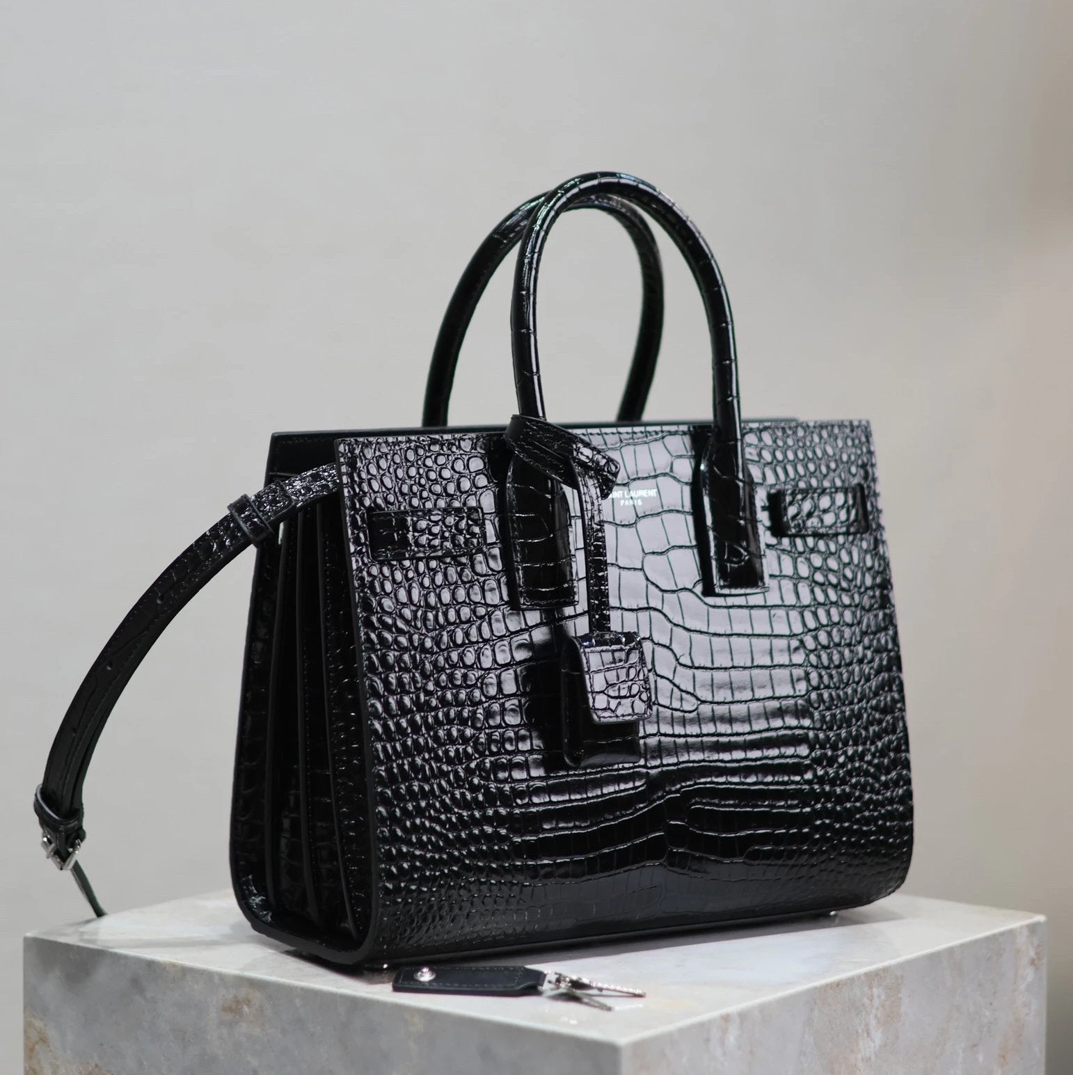 YSL Women's Bag Top version 【Super Original Leather】New File Holder Series sacdejour Tote Bag Crocodile Pattern Cowhide Portable Large Tote Tote Bag Yang Shulin SDJ File Holder Shopping Bag Women's Handbag Large Capacity Women's Bag Handbag