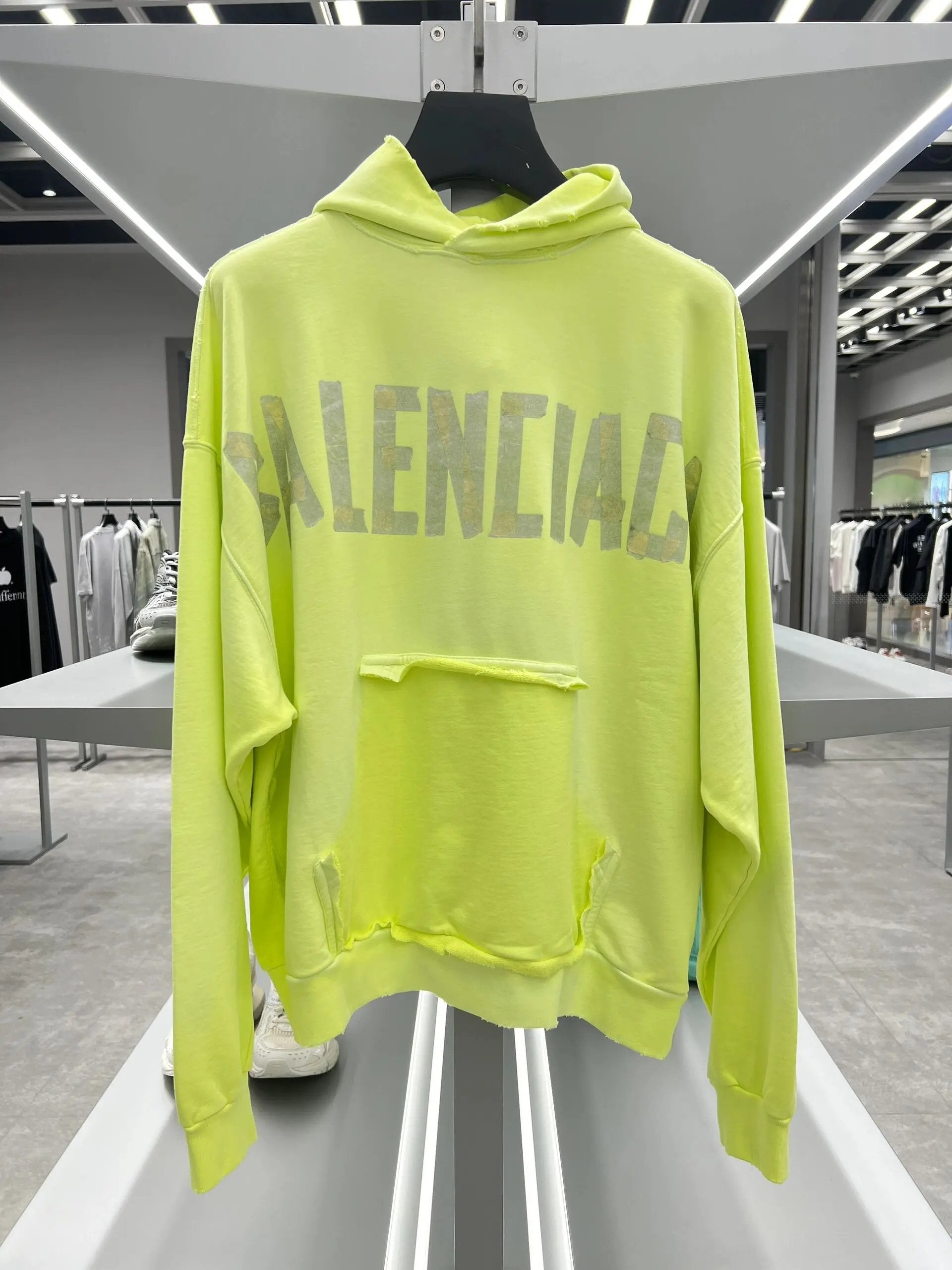 Balenciaga Hoodie New Washed Faded Gray Tape Letters logo Printed hoodie