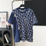 Louis Vuitton LV T-shirt Full-body Old Flower Knit logo round Neck Short Sleeve25ss New pure cotton T Unisex T-Shirt OS Drop Shoulder Loose Fit Base Shirt Top T-Shirt Short Sleeve