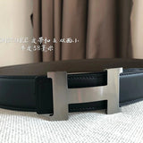 Hermes Belt Top version Men's Women's Belt Genuine Leather Double-Sided Belt Italy Imported First Layer Cowhide Leather Pure Original Leather Pure Steel Buckle h Home Pant Belt