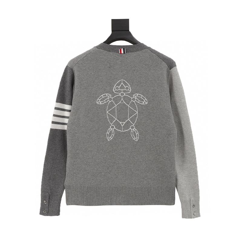 Thom Browne Sweater 24FW Small Water Turtle Knitted Sweater Cardigan for Men and Women