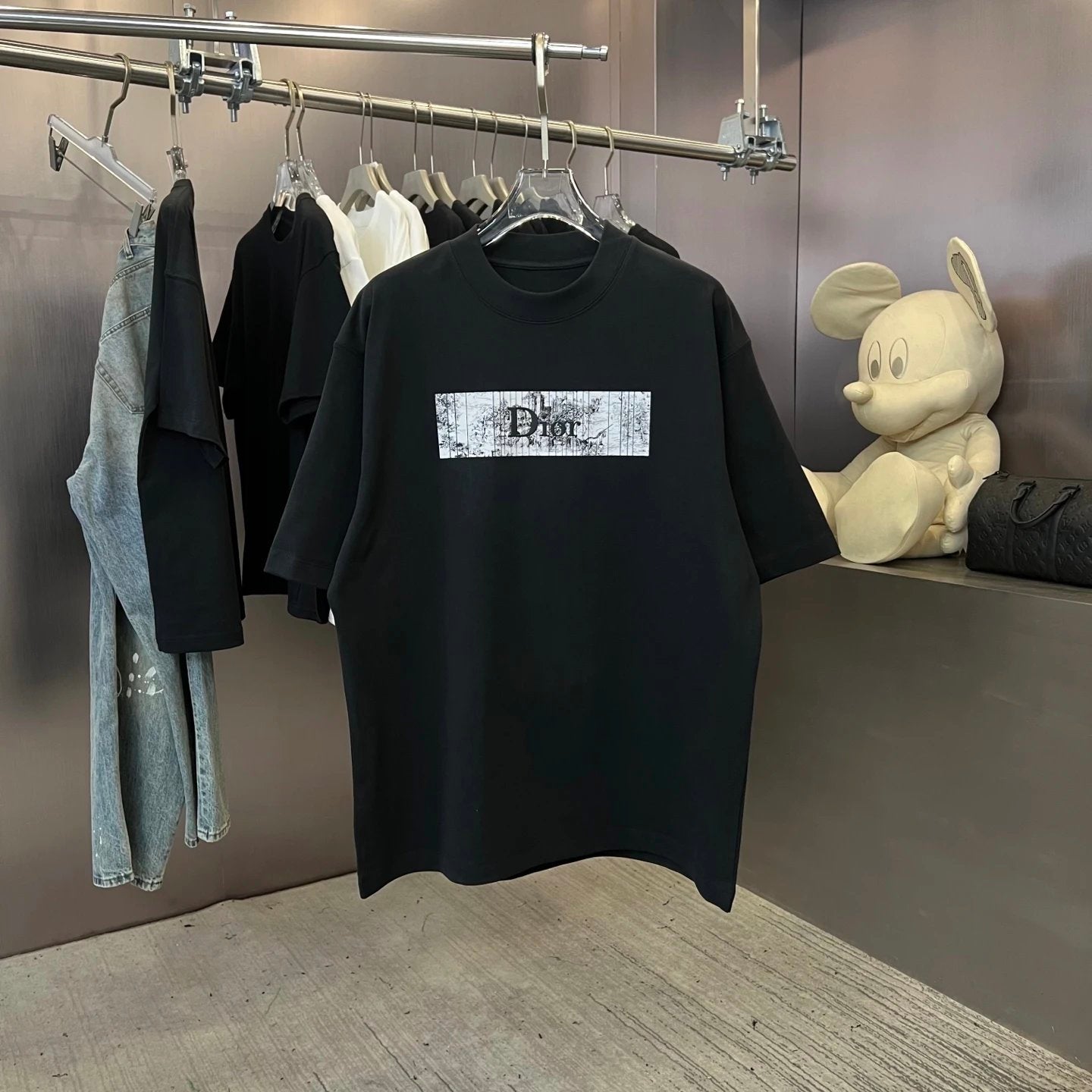 Dior T-shirt Chest Letter Pattern Print logo round Neck Short Sleeve25ss New Pure Cotton Unisex Style T T-shirt OS Loose Fit Base Shirt Half Sleeve T-Shirt Top Half Sleeve