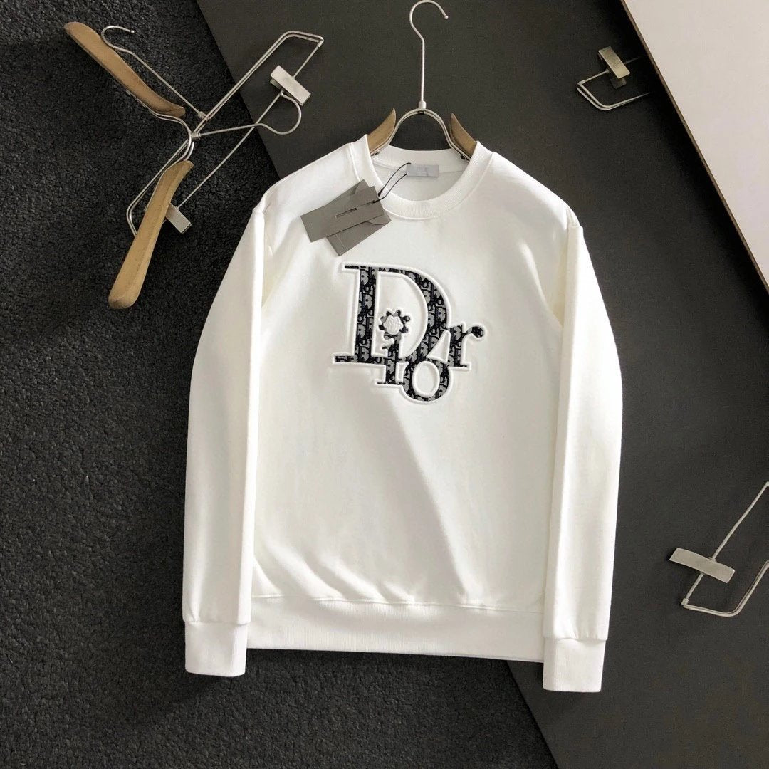 Dior Clothing 24Autumn and Winter New Classic Letters LOGO Jacquard Embroidered Casual All-Matching Hoodie Bottoming Shirt